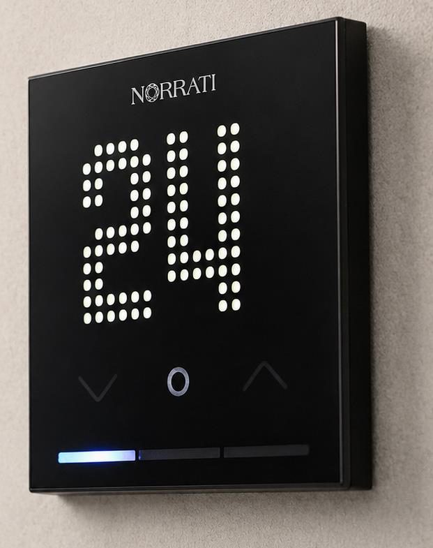 Smart thermostat on a wall